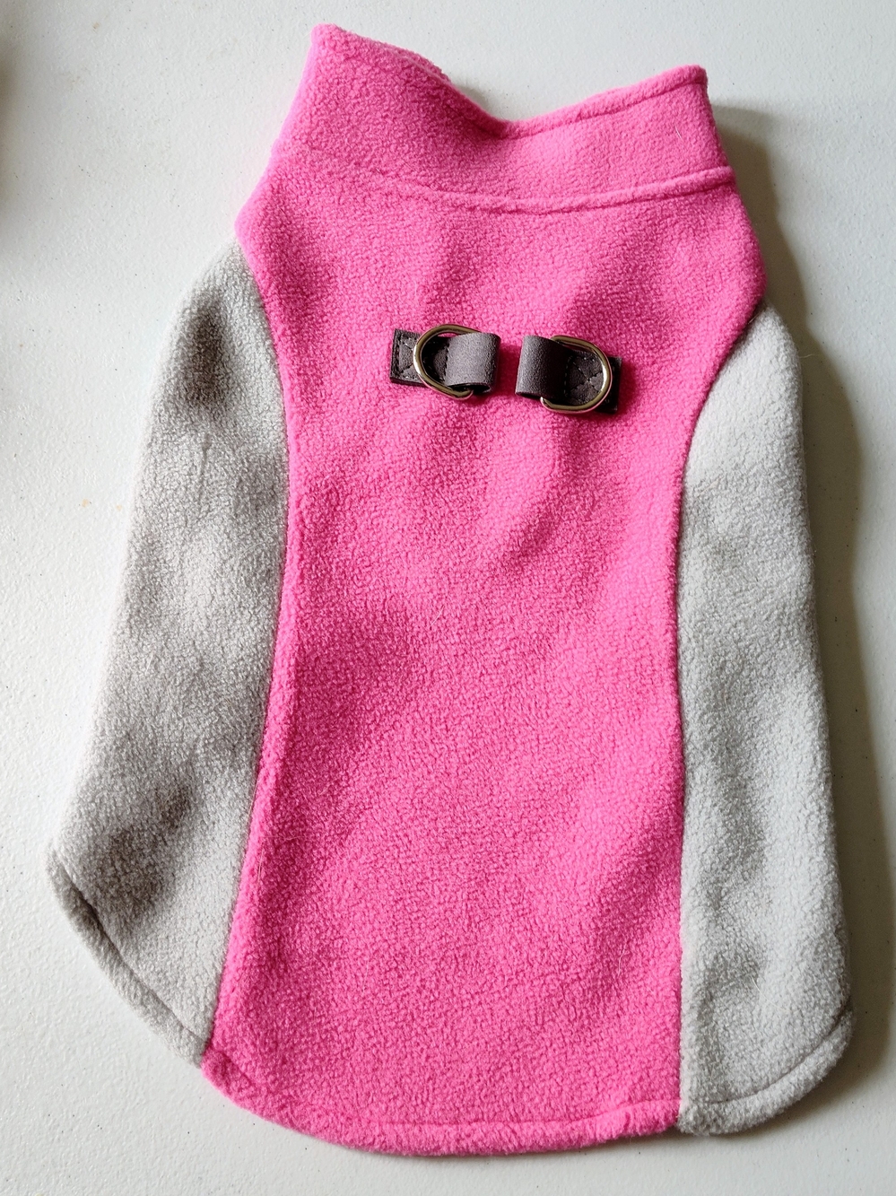 Pink and Light Gray Fleece Dog Vest Sweater